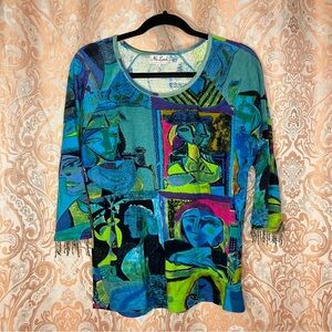 Blue multicoloured top
